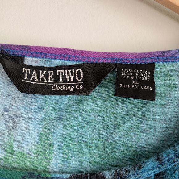 Vintage Take Two Top XL Multi Purple Y2K Sequin Paisley Psychedelic India Boho - Picture 9 of 11